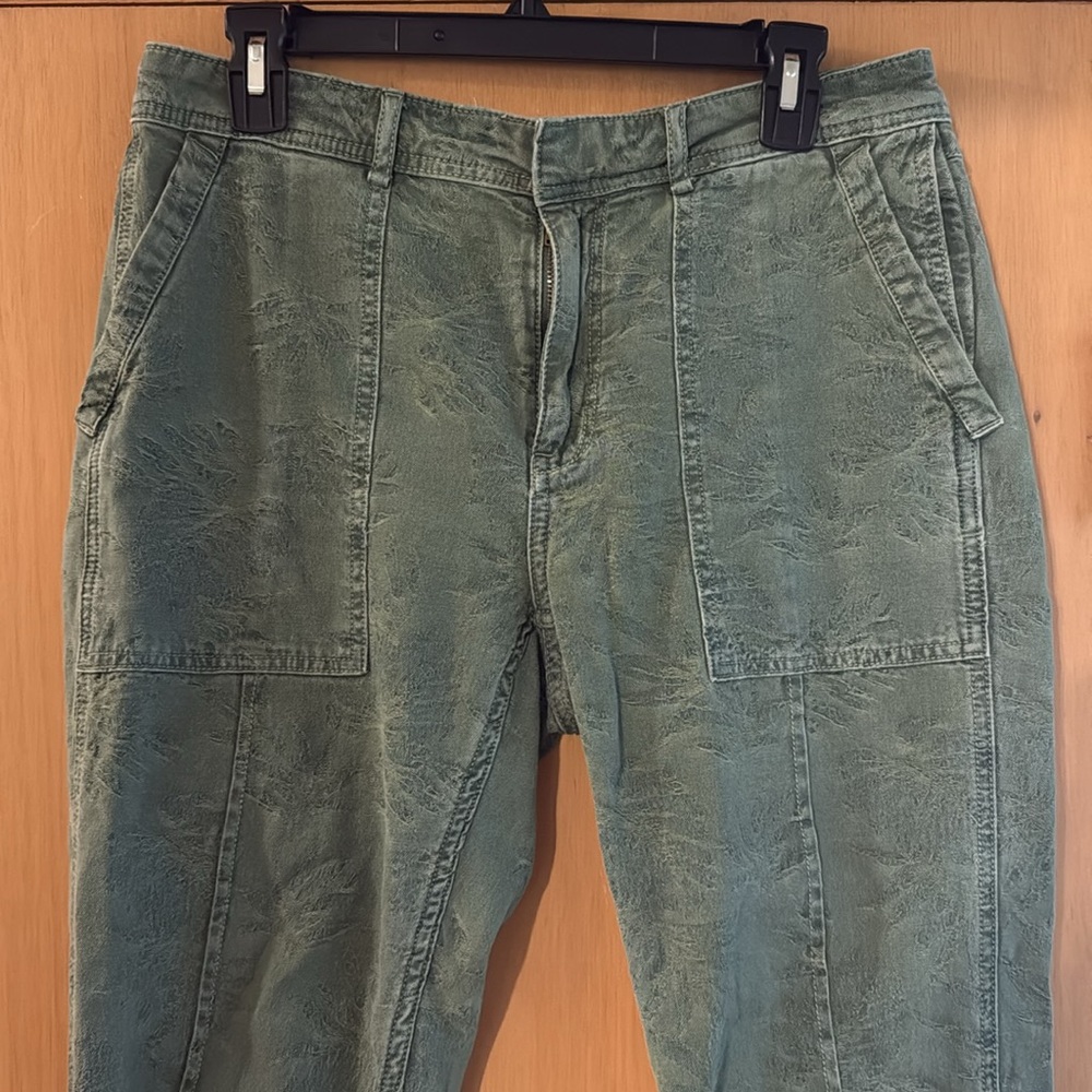 By Anthropologie Women’s Wanderer Jacquard Utility Straight Leg Pants Green 28 - Picture 3 of 10